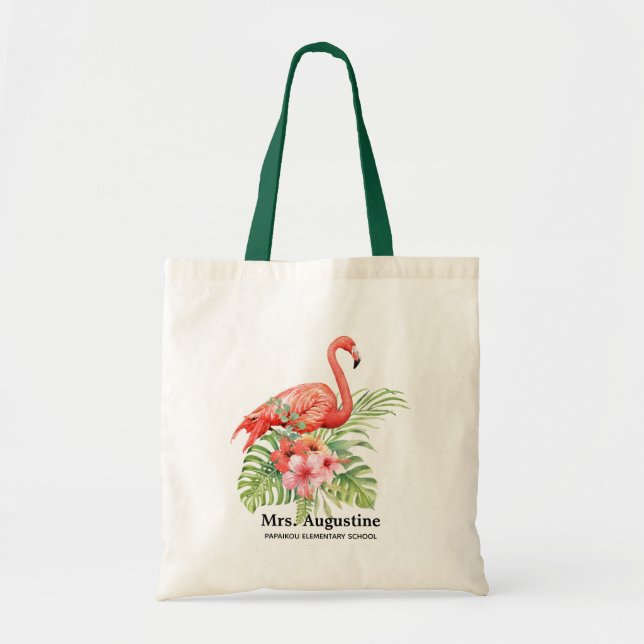 Bolsa Tote Flamingo Professor Personalizado Escola (Frente)