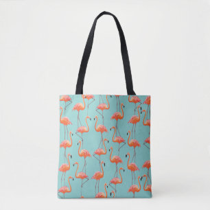 Bolsa Tote flamingo realista: padrão de aves vintage