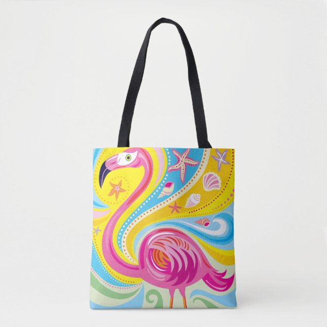 Bolsa Tote Flamingo Rosa com Estrela do Mar (Frente)