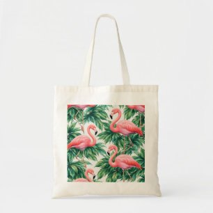 Bolsa Tote Flamingo Rosa e Padrão de Folhas Tropicais