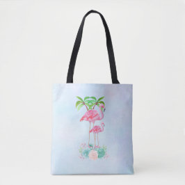 Bolsa Tote Flamingo, Rosa, Mamãe e Bebê, com Palmeiras