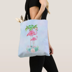 Bolsa Tote Flamingo, Rosa, Mamãe e Bebê, com Palmeiras