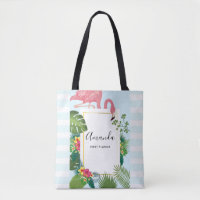 Flamingo Rosa na moda e Folhas Tropicais