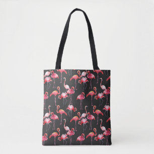 Bolsa Tote Flamingo Rosa: Padrão Tropical de Aquarela.