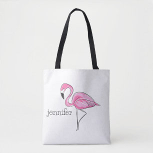 Bolsa Tote Flamingo Rosa Personalizado Préppy