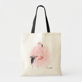 Bolsa Tote Flamingo Rosa Tropical com Nome