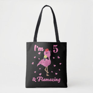Bolsa Tote Flamingo, tenho 5 anos e sou incrível, cinco anos