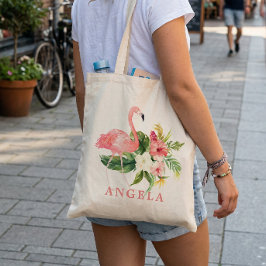 Bolsa Tote Flamingo Tropical Floral Bridesmaid Favor