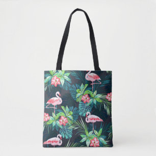 Bolsa Tote Flamingo Tropical: Padrão de Flores de Verão