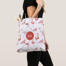 Bolsa Tote Flamingo Tropical, Rosa, Monograma,