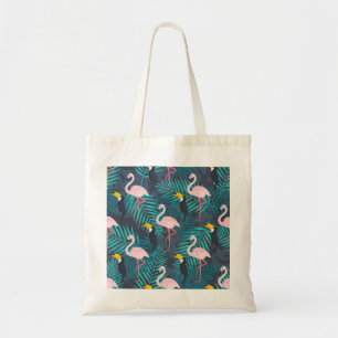 Bolsa Tote Flamingo, tucano: padrão das folhas tropicais