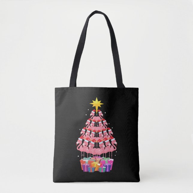 Bolsa Tote Flamingo Ugly Christmas Tree Engraçado Gift (Frente)