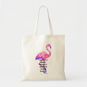 Bolsa Tote Flamingo Young No Coração Engraçado Dizendo Citaçã