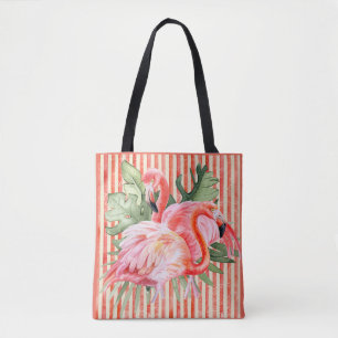 Bolsa Tote Flamingoas Rosa Folhas Tropicais Folhas Corais Str