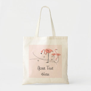 Bolsa Tote Flamingos cor-de-rosa Trio 3 'Texto'