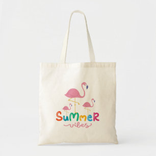 Bolsa Tote Flamingos de Vibrações de Verão Feminino
