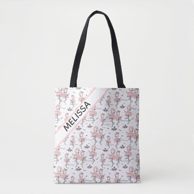 Bolsa Tote Flamingos e Caranguejos  (Frente)