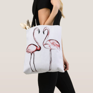 Bolsa Tote Flamingos Rosa Pêssego Flamingo Tropical