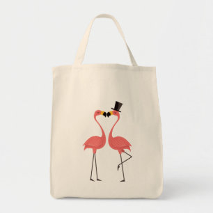 Bolsa Tote Flamingos Rosa Tropical - Casamento, Chá de panel