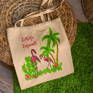 Bolsa Tote Flamingos Tropicais e Flores Tote Bag