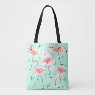 Bolsa Tote Flamingos Verdes Retrovisuais em todo o lado sobre