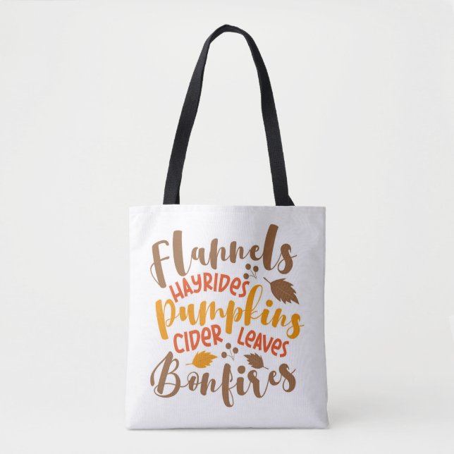 Bolsa Tote Flannels Hay Rides Pumpkins Cider Deixa Bonfire (Frente)