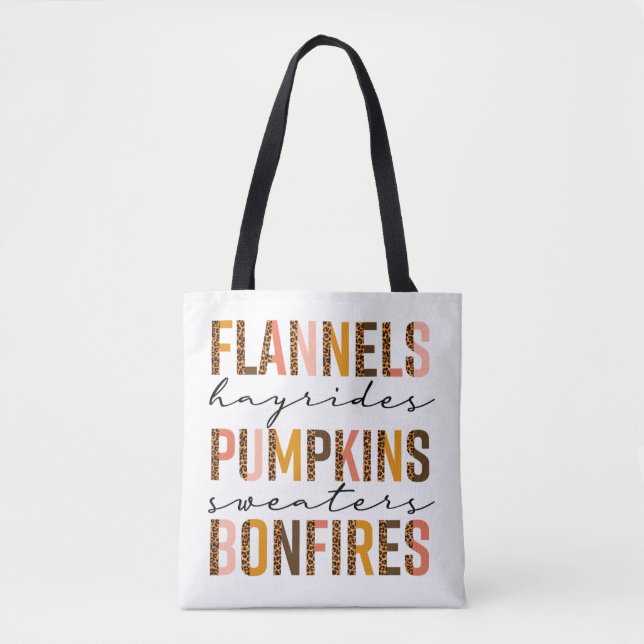 Bolsa Tote Flannels Hayrides Pumpkins Sweater Bonfire Text (Frente)