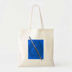 Bolsa Tote Flauta com fundo azul do Clef de triplo
