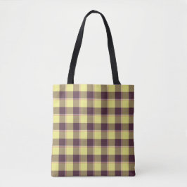 Bolsa Tote Flax and Livid Brown Plaid Yellow