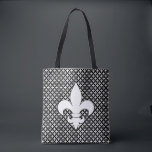 Bolsa Tote Fleur de Lis Black and White Standard Busine (Flor<br><div class="desc">Este padrão de flur de lis adiciona um pouco de estilo e talento francês. O design é algo que você pode encontrar em um sofisticado palácio parisiense ou uma celebração do New Orleans Mardi Gras. O paladar preto e branco combinado com a vintage fleur de lis é uma chic elegante...</div>