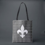 Bolsa Tote Fleur de Lis Black and White Standard Busine (Flor<br><div class="desc">Este padrão de flur de lis adiciona um pouco de estilo e talento francês. O design é algo que você pode encontrar em um sofisticado palácio parisiense ou uma celebração do New Orleans Mardi Gras. O paladar preto e branco combinado com a vintage fleur de lis é uma chic elegante...</div>