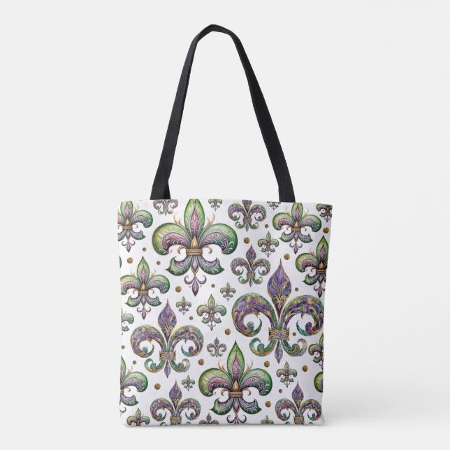 Bolsa Tote Fleur de Lis Watercolor Mardi Gras Vibe (Verso)
