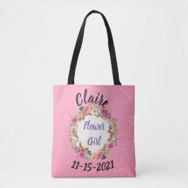 Bolsa Tote Fllower Girl Floral Wreath Design