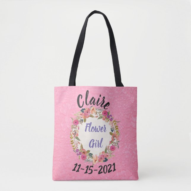 Bolsa Tote Fllower Girl Floral Wreath Design (Frente)