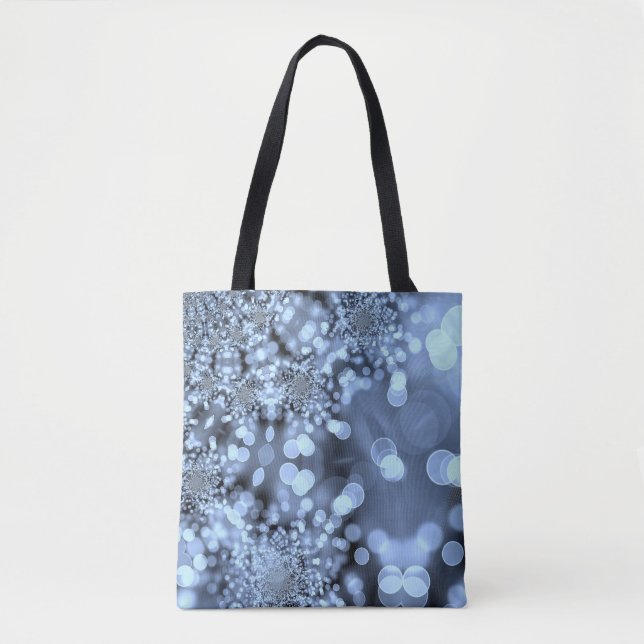 Bolsa Tote Floco de neve azul de prata de Natal (Frente)