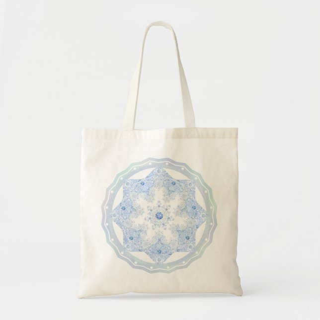 Bolsa Tote Floco de neve azul-gelo (Frente)