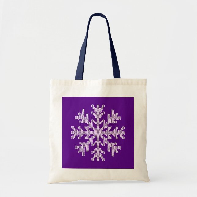 Bolsa Tote Floco de neve branco no roxo do feriado (Frente)