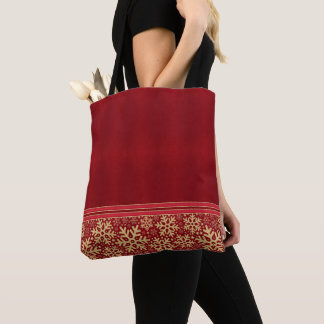 Bolsa Tote Floco de Neve de Natal Festivo Dourado