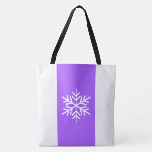Bolsa Tote Floco de Neve Divertido Roxo Brilhante Listras Ver