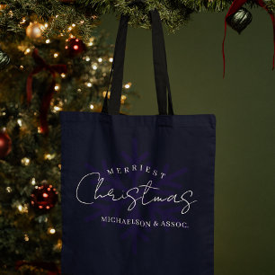Bolsa Tote Floco de Neve Natal Mais Alegre Azul Marinho