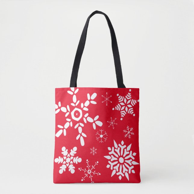Bolsa Tote Floco de neve vermelho e branco (Frente)