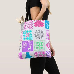 Bolsa Tote Floco geométrico de neve dos elementos de Natal s