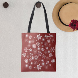 Bolsa Tote Flocos de neve brancos brilhantes de inverno
