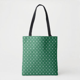 Bolsa Tote Flocos de neve brancos verdes festas de Natal fest