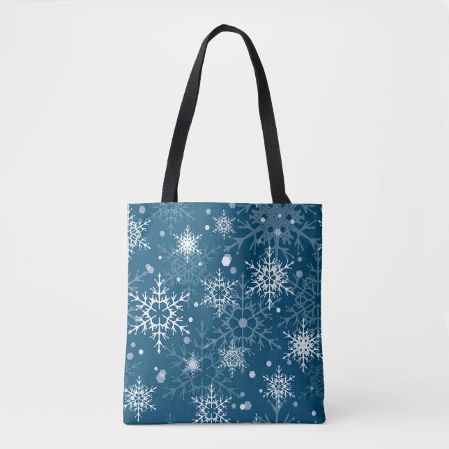 Bolsa Tote Flocos de neve com manchas brancas (Frente)