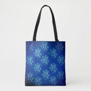 Bolsa Tote Flocos de neve de cristal azuis