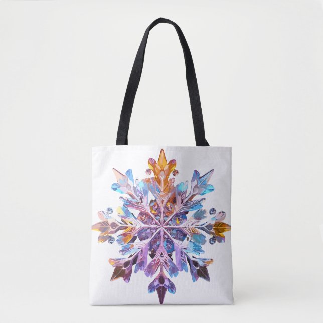 Bolsa Tote Flocos de neve iridescentes (Frente)
