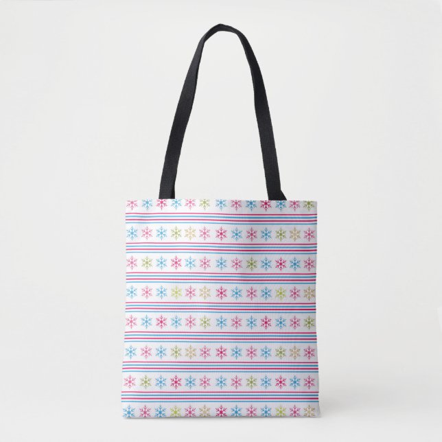 Bolsa Tote Flocos de neve multicoloridos (Frente)