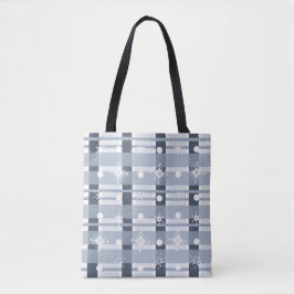 Bolsa Tote Flocos de neve simples Xadrez azul