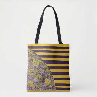 Bolsa Tote Flor Abstrata Geométrica com Listras